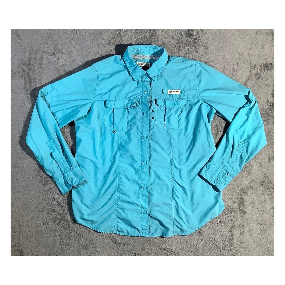 Magellan Outdoors Women's L Teal Fish Gear L/S Fishing Shirt